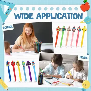 Süße Cartoon Klick Gelschreiber mit bunten Silikon Aufsätzen für Schüler und das Büro.