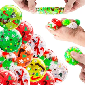 Christmas Squeeze Toy Water Bead Ball Novelty TPR Decompression Fidget Toy Festive Party Stress Relief Toy Gift
