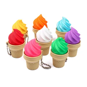 Juguete antiestrés cono de helado impreso en 3D teclado mecánico llavero colgante colorido