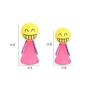 Bonito juguete saltarín antiestrés, divertida muñeca de resorte EVA con cara sonriente para diversión.