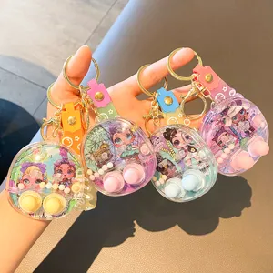 Cartoon Water Hoop Game Keychain Portable Liquid Handheld Console Cute Toy Miniature Water Ring Toss Game Key Ring Gift