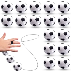Detail view showing wrist return ball with finger ring and elastic cord for training.
