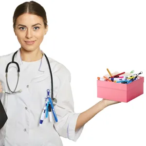 Set de bolígrafos de enfermera con portatarjetas y bolígrafos de colores para el personal médico.