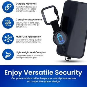 Laccio per telefono con moschettone retrattile in acciaio inossidabile per attività.