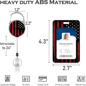 Ανθεκτικός μηχανισμός badge από ABS με θήκη καρτών και σχέδιο αμερικανικής σημαίας για ταυτότητες.