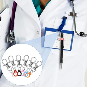 Portaboligrafos de silicona retractil clip para credencial con mosqueton para llaves