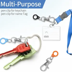 Llavero de clip de silicona multiusos con mosquetón y cordón para soporte de tarjeta de nombre