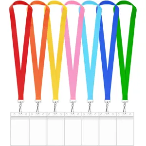 Polyester Buntes Lanyard Mit PVC Ausweishalter Wasserdicht Namensschildhalter Nackenband Für Büro Schule Und Freiwillige Ausstellung