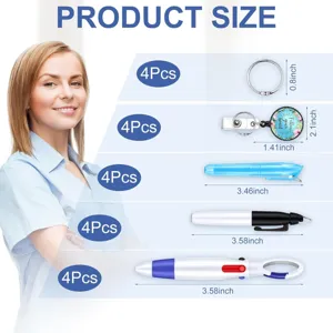 Nurse pen badge reel set with retractable clips and multi-function pens for medical staff.