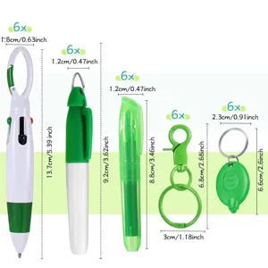 Detailed dimension diagram of nurse pen set accessories showing precise measurements and quantities.