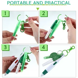 Nurse pen set with retractable reel and keychain tools showing assembly steps for medical staff.