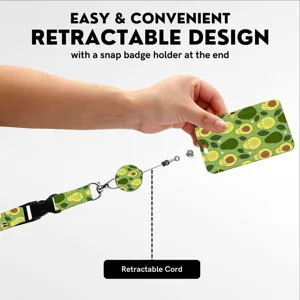 Einziehbares Lanyard Ausweisjojo mit niedlichem Avocado-Druck für Schlüssel, ID-Karten und Ausweise.