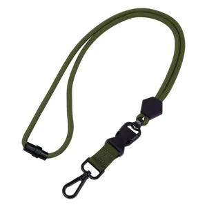 Cordón de paracaídas verde militar con gancho metálico, hebilla de seguridad para teléfono.