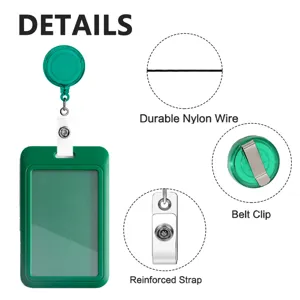 Transparent colorful retractable badge holder with reel and durable nylon wire for nurses.