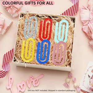 Bunte große Büroklammer Acryl Lesezeichen Set, dekorative Glitzer Schreibwaren Geschenk.