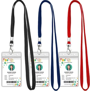 Porta Credenciales Vertical Impermeable Con Cordón Funda de PVC Y Correa de Cuello de Cinta Para Oficina Escuela Exposición Personal