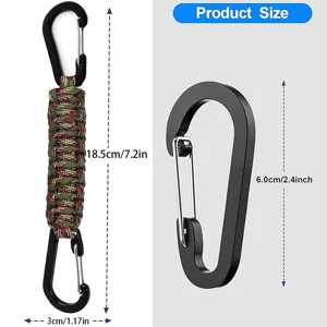 Doppelkopf Outdoor Kletterkarabiner mit Paracord Schlüsselanhänger Größen und Maße