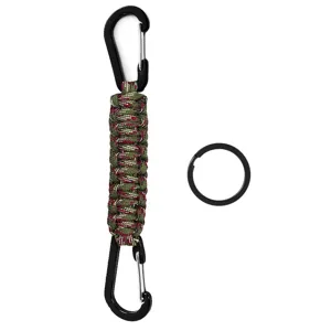 Doppelter Outdoor Karabiner mit Fallschirmschnur und Schlüsselring für Camping Wanderung.