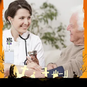 Halloween Acryl einziehbarer Ausweishalter mit Krankenschwester Kartenhalter süßes Design.