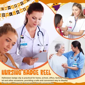 Halloween Acryl Krankenpflege Ausweishalter mit einziehbaren Clip für Ärzte und Personal.