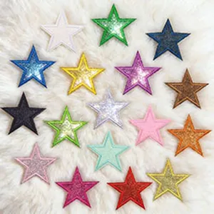 Parches bordados de estrellas de colores para decoración de ropa DIY, apliques de tela brillante.