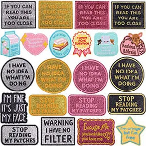 Set de parches bordados con frases divertidas, insignias DIY para ropa, gorras y chaquetas.
