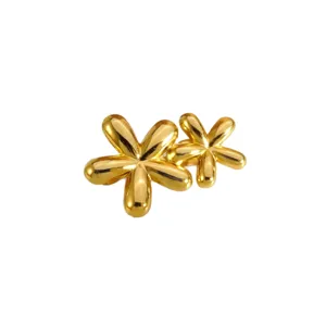 Elegant gold plated stainless steel puffy flower brooch, chic botanical jewelry gift.