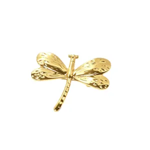 Gold Dragonfly Brooch Stainless Steel Animal Pin Fashion Jewelry Accessories for Women