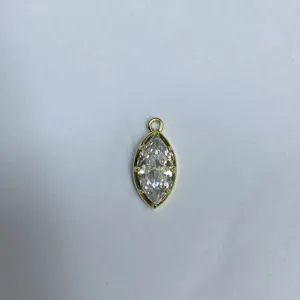Ciondolo Zirconia Taglio Marquise Placcato Oro Accessorio Gioiello DIY Componente