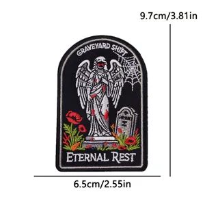 Halloween Gothic Angel Embroidered Patch Punk Cloth Badge for Jacket Hat Decor.