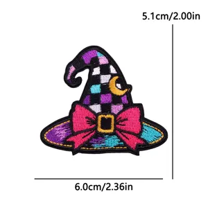 Lindo parche bordado de sombrero de bruja de Halloween DIY decoración de dibujos animados