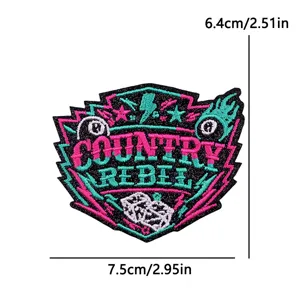 Punk style embroidered patch with cool letter and skull design, durable clothing accessory.