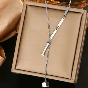Stainless steel initial letter Y necklace, elegant titanium steel pendant chain for women and girls.