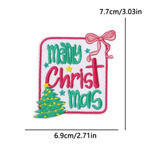 Broderie Noël patch thermocollant DIY insigne décoratif accessoire vêtements arbre 7.7x6.9cm