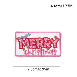 Patch brodé de Noël écusson décoratif applique de lettres festives pour vêtements