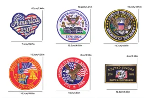 American 250th Anniversary embroidery patches set, patriotic DIY iron-on badge appliques.