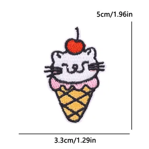 Lindo gato de dibujos animados helado bordado parche DIY ropa accesorio insignia decorativa
