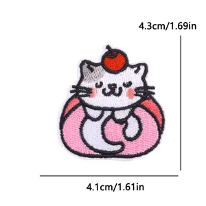 Bonito parche bordado de gato de dibujos animados accesorio de ropa DIY lindo animal decorativo.