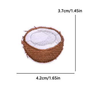 Bonito parche bordado de coco para ropa sombrero bolso DIY, aplique de tela termoadhesiva.