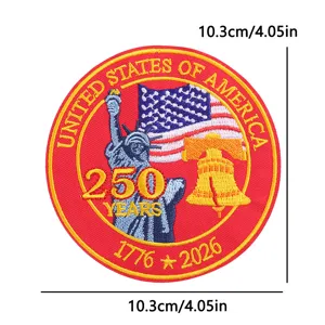 US Independence Day 250th anniversary embroidery patch featuring Statue of Liberty.