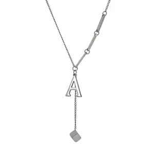 Stainless steel 26 letter pendant Y necklace minimalist titanium steel fashion jewelry