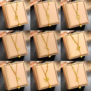 Bracelet Lettre Initiale en Acier Inoxydable pour Femmes Plaqué Or 18K Bracelet Chaîne en Y Pendentif Cube Géométrique Bijoux de Luxe