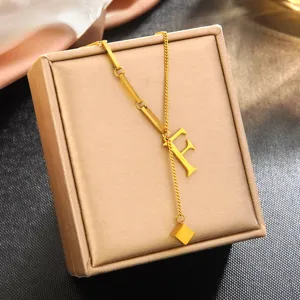 Acier inoxydable plaqué or 18k pendentif lettre initiale bijoux luxe mode bracelet chic