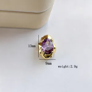 Vergoldete kupfer ovale lila zirkon perle DIY schmuck zubehör für armband und halskette