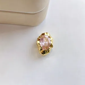 Vergoldete ovale rosa Zirkon Charm Perle, DIY Schmuck Zubehör für Armband und Halskette.