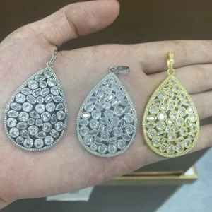 Gewehrschwarz Kupfer Zirkonia Wassertropfen Blatt Anhänger Ohne Kette Für Damen Einzigartiger Modeschmuck Personalisierte Exquisite Nischen-Halskette