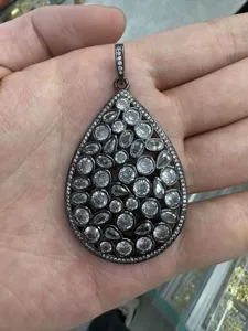 Großer rauchschwarzer Tropfen Kristall Anhänger Mode geometrischer Schmuck für Damen