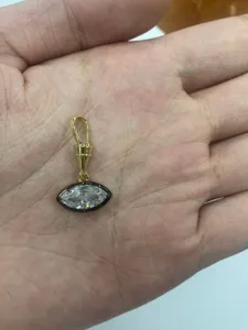 Ciondolo taglio marquise placcato oro cornice nera gioielli accessorio fai da te