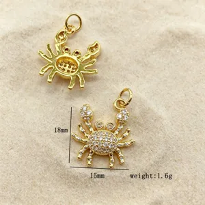 Close-up detail shot of cute crab charm pendant, micro-pave zirconia, DIY jewelry accessory.