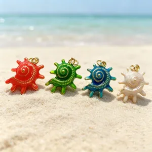 Cross-border Amazon ocean style copper pendant colorful dripping oil conch DIY jewelry accessories